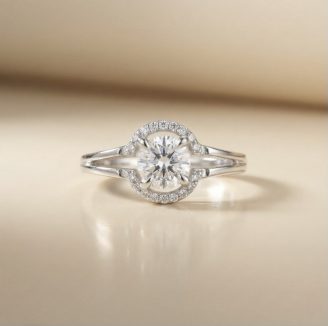 Halo Swirl Solitaire Ring